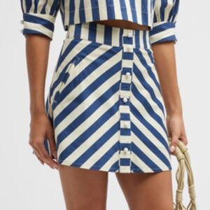 SOLID & STRIPED THE ALEX STRIPED COTTON TWILL MINI SKIRT IN MIDNIGHT BLUE